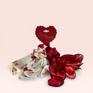 Social Strand Red and White Floral Scarf Hair Scrunchies Ponytail Tie